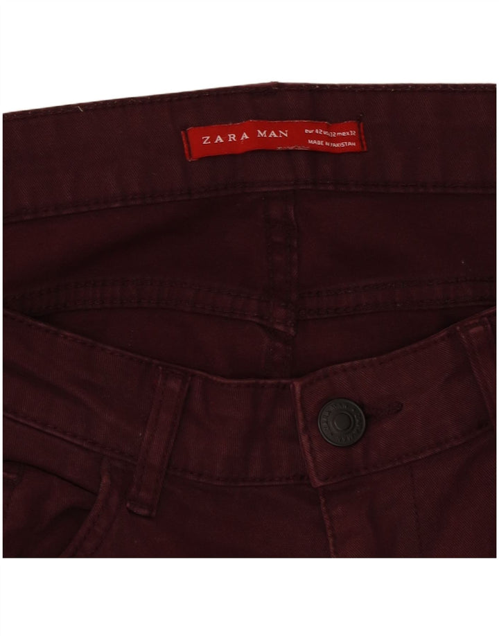 Женские узкие джинсы Zara W32 L32 бордовые