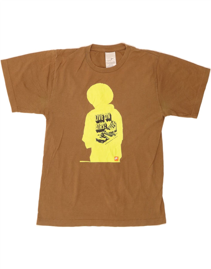 NIKE Mens Graphic T-Shirt Top Small Brown Cotton Vintage Nike and Second-Hand Nike from Messina Hembry 