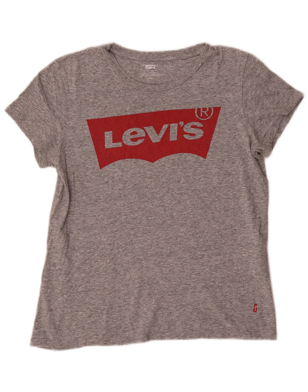 Женская футболка с рисунком Levi's Top UK 10, маленький серый хлопок с крапинками
