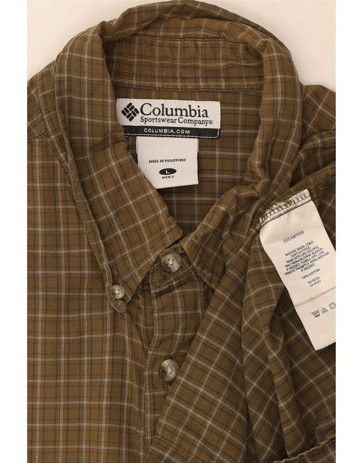 Мужская рубашка с коротким рукавом Columbia, большой хлопок в клетку цвета хаки