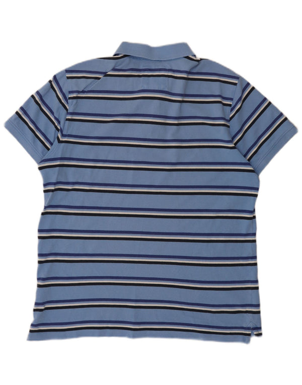 Crew Clothing Mens Polo Shirt XL Blue Striped Cotton