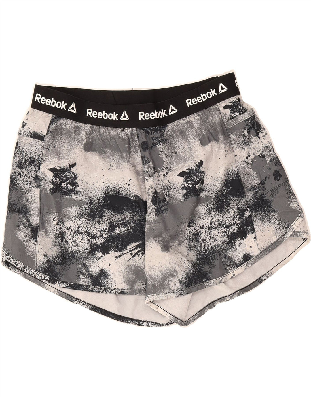 REEBOK Womens Graphic Sport Shorts UK 12 Medium  Grey Tie Dye Polyester Vintage Reebok and Second-Hand Reebok from Messina Hembry 