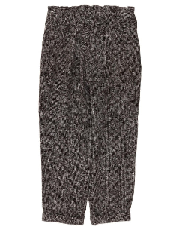 Topshop Женские укороченные брюки UK 10 Small W28 L22 Серый полиэстер в клетку