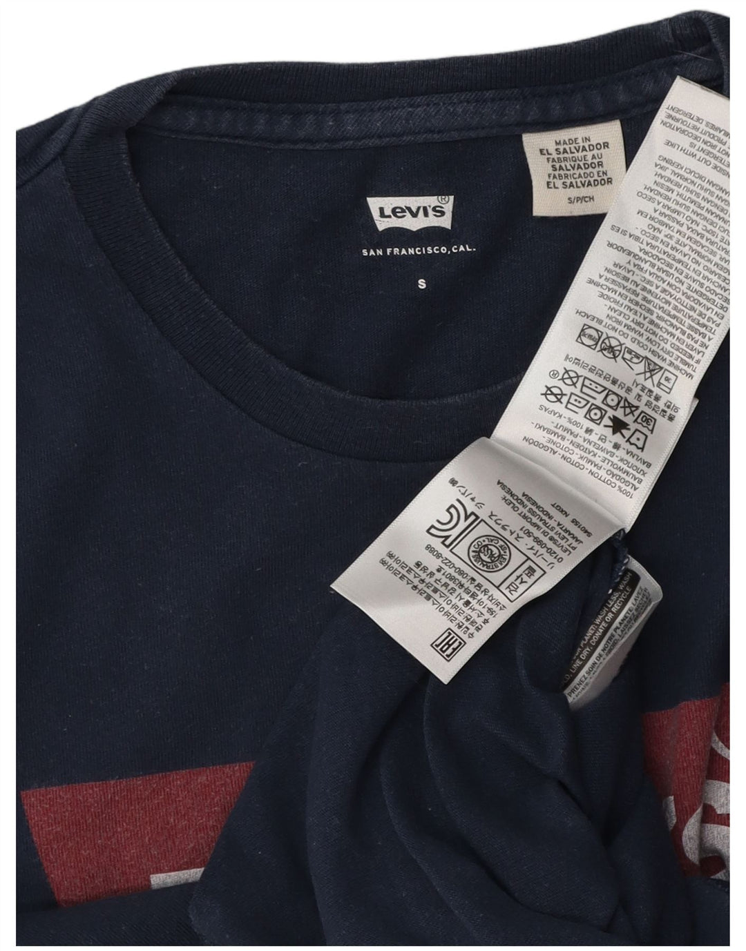 Мужская футболка с рисунком Levi's, маленький размер, темно-синий, хлопок
