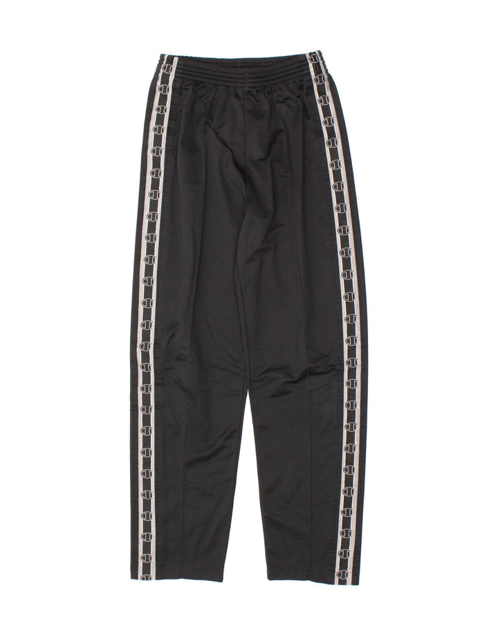 CHAMPION Mens Graphic Tracksuit Trousers Small Black Polyester Vintage Champion and Second-Hand Champion from Messina Hembry 