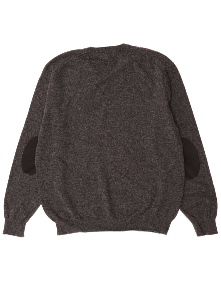 Мужской свитер Gant с v-образным вырезом 2XL, серый из овечьей шерсти