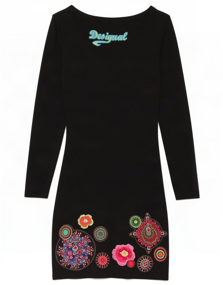 Женское платье-футляр Desigual UK 12, среднее черное с геометрическим рисунком