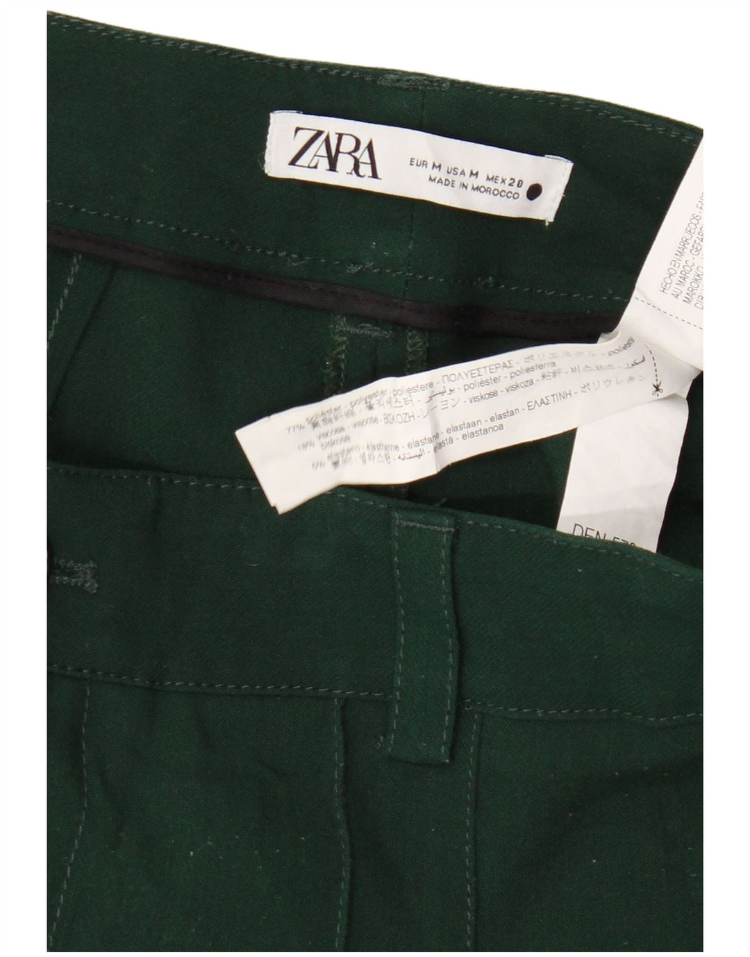Женские прямые повседневные брюки Zara среднего размера W28 L31, зеленый полиэстер