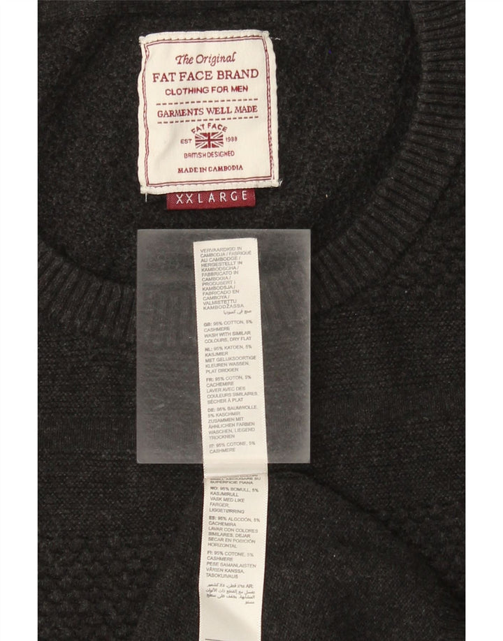 Мужской джемпер с круглым вырезом Fat Face, 2XL, серый хлопок