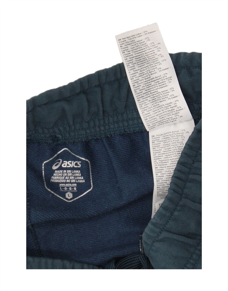ASICS Womens Graphic Tracksuit Trousers Joggers UK 14 Large  Blue Cotton Vintage Asics and Second-Hand Asics from Messina Hembry 
