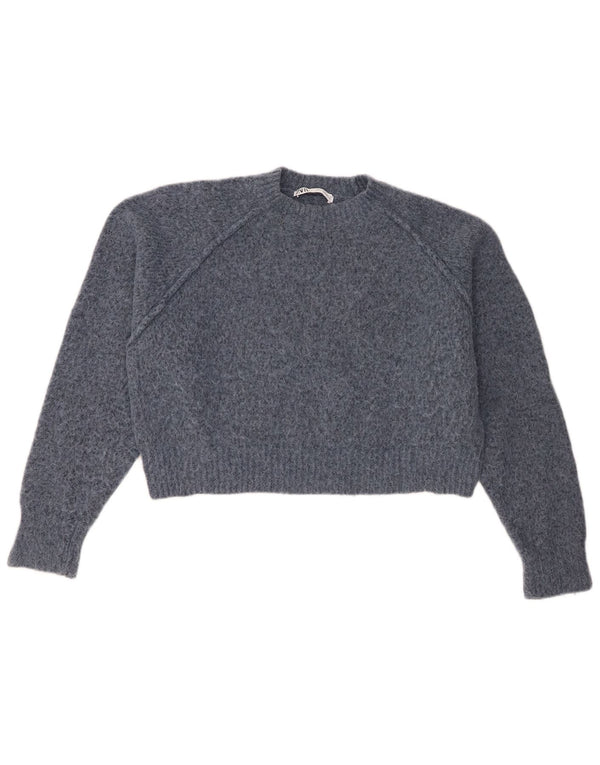 Женский укороченный джемпер с круглым вырезом Zara UK 18 XL, синий