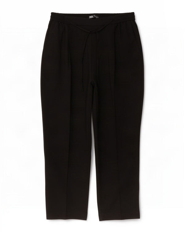 Женские зауженные брюки-чиносы Zara с высокой талией XL W32 L26, черный полиэстер