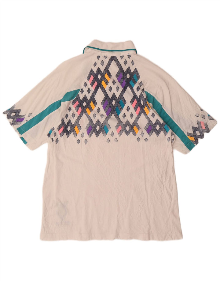 LOTTO Мужская рубашка-поло среднего белого цвета с геометрическим узором