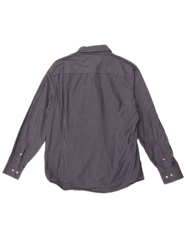 Мужская рубашка приталенного кроя CALVIN KLEIN, размер 43, большая темно-синяя полоска