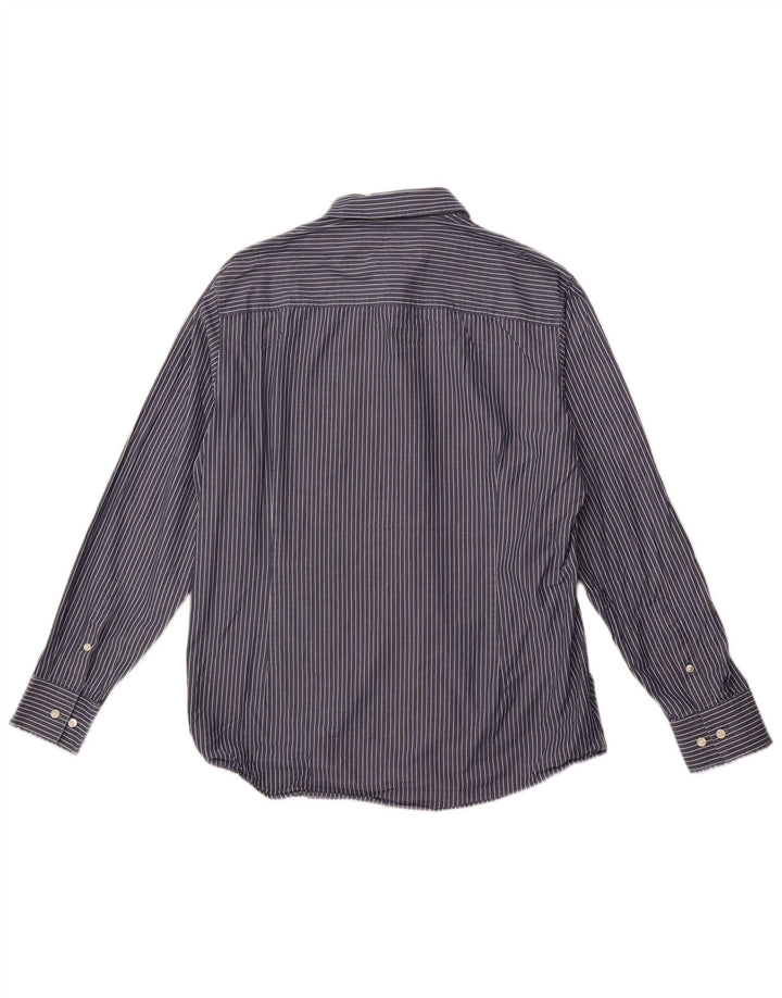 Мужская рубашка приталенного кроя CALVIN KLEIN, размер 43, большая темно-синяя полоска