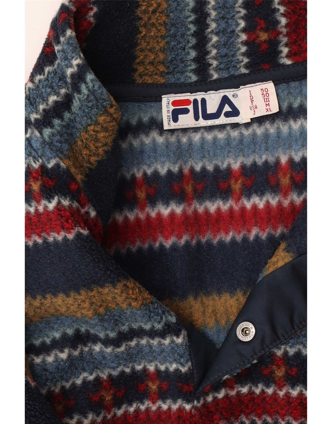 Fila Мужской флисовый джемпер на пуговицах IT 50 Средний Разноцветный Геометрический принт