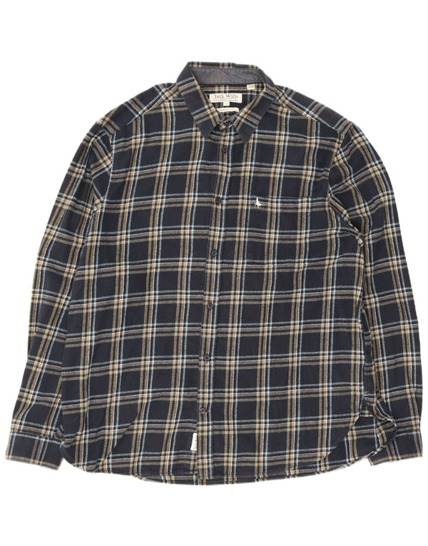 Мужская фланелевая рубашка классического кроя Jack Wills XL, темно-синяя клетка, хлопок