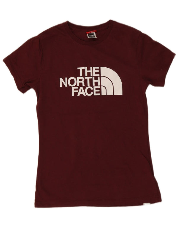 Женская футболка с рисунком The North Face Top UK 8, маленький бордовый хлопок