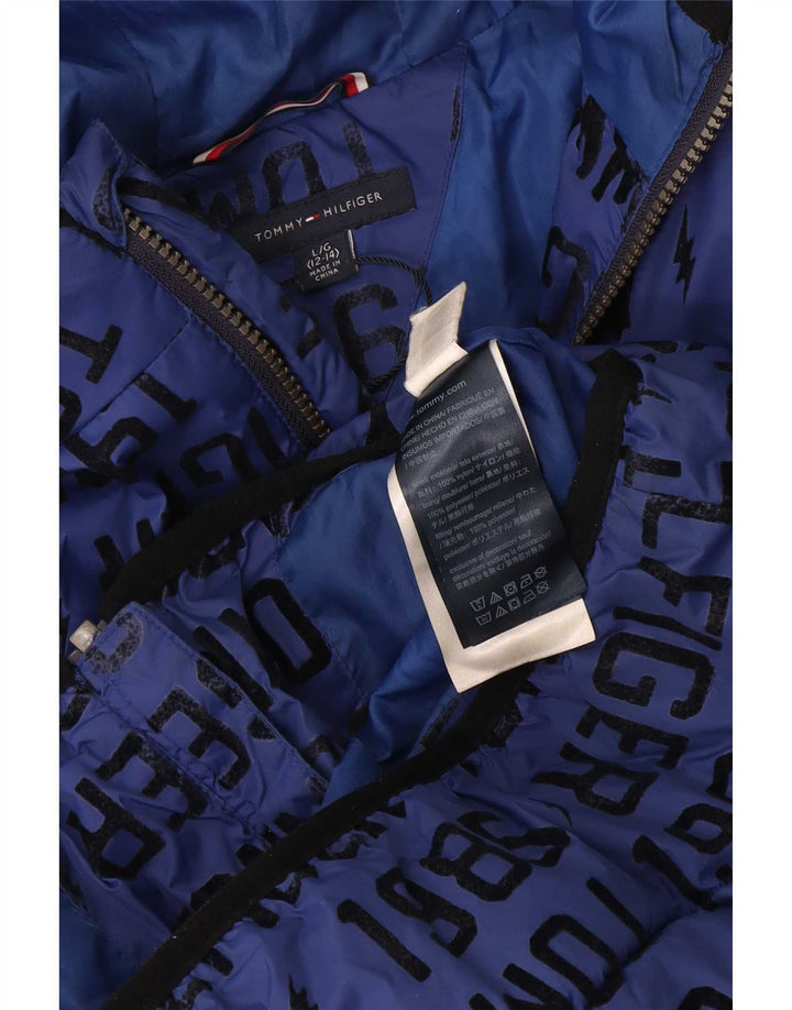 Утепленная куртка с рисунком Tommy Hilfiger для мальчиков 12–13 лет, большая синяя
