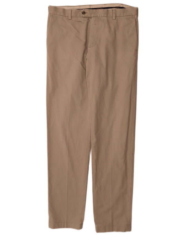 Brooks Brothers Mens Slim Chino Trousers W34 L34 Beige Cotton