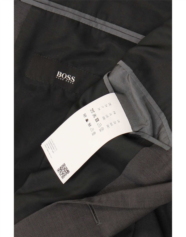 Мужской пиджак Hugo Boss на 2 пуговицах, Великобритания, 36, маленький, серый, из натуральной шерсти