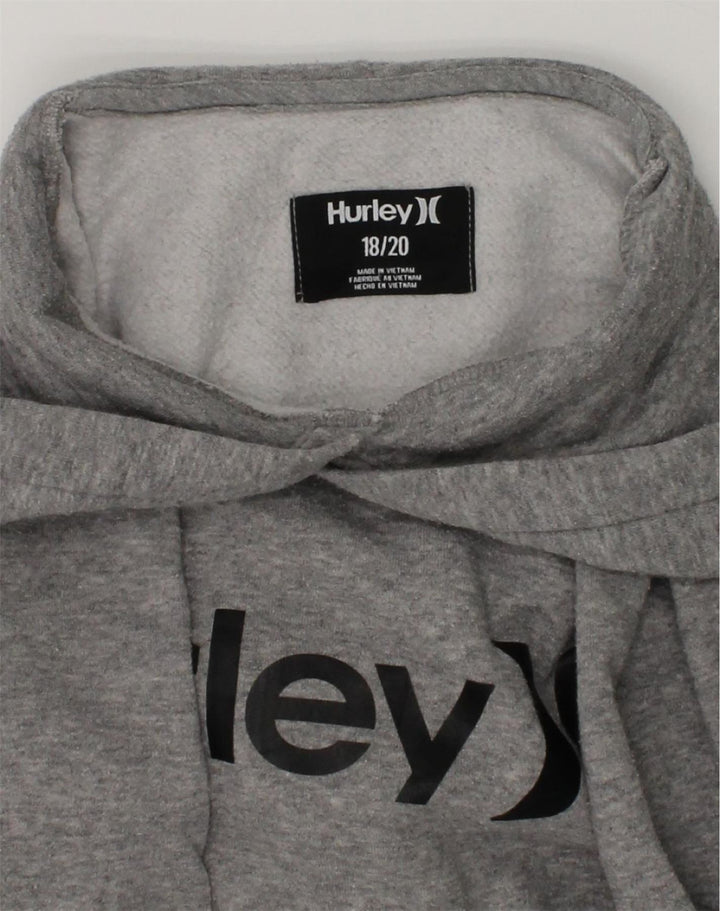 HURLEY Boys Graphic Hoodie Jumper 15-16 Years Grey Cotton | Vintage Hurley | Thrift | Second-Hand Hurley | Used Clothing | Messina Hembry 