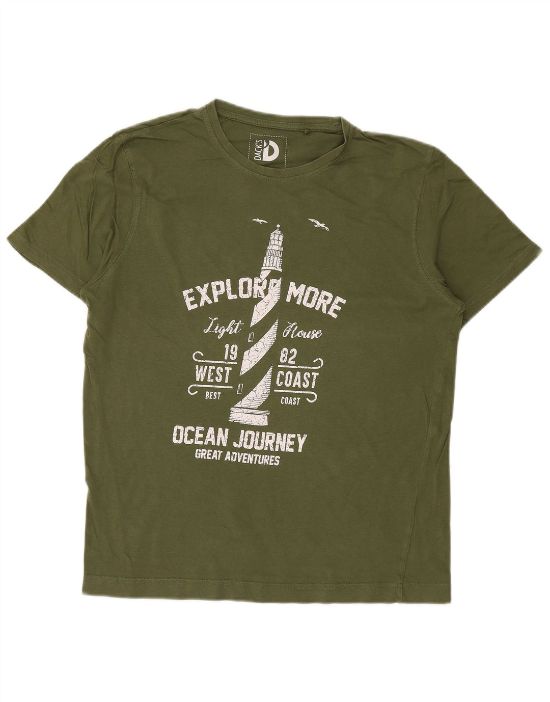 Мужская футболка с рисунком Dack's, хлопковый топ среднего цвета хаки