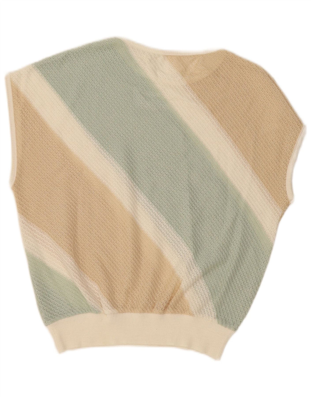 VINTAGE Женская майка-майка UK 16, большая бежевая полоска