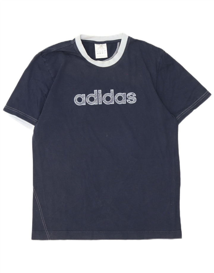 Adidas Мужская футболка с рисунком Топ среднего размера, темно-синий, хлопок