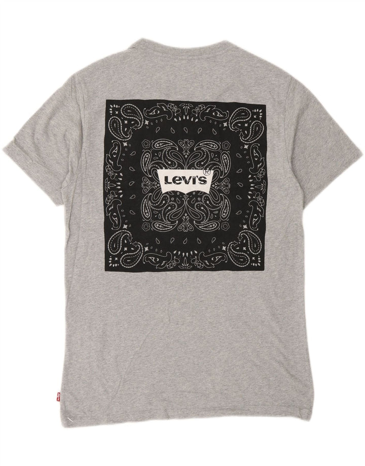 Мужская футболка Levi's Standard с рисунком, топ XS, серый хлопок