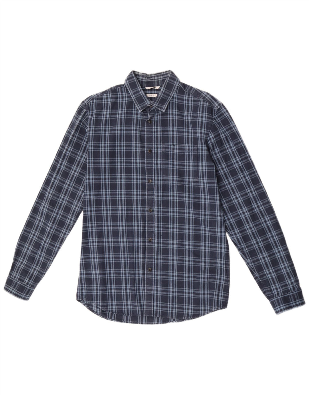 Мужская фланелевая рубашка приталенного кроя Jack & Jones среднего темно-синего цвета в клетку