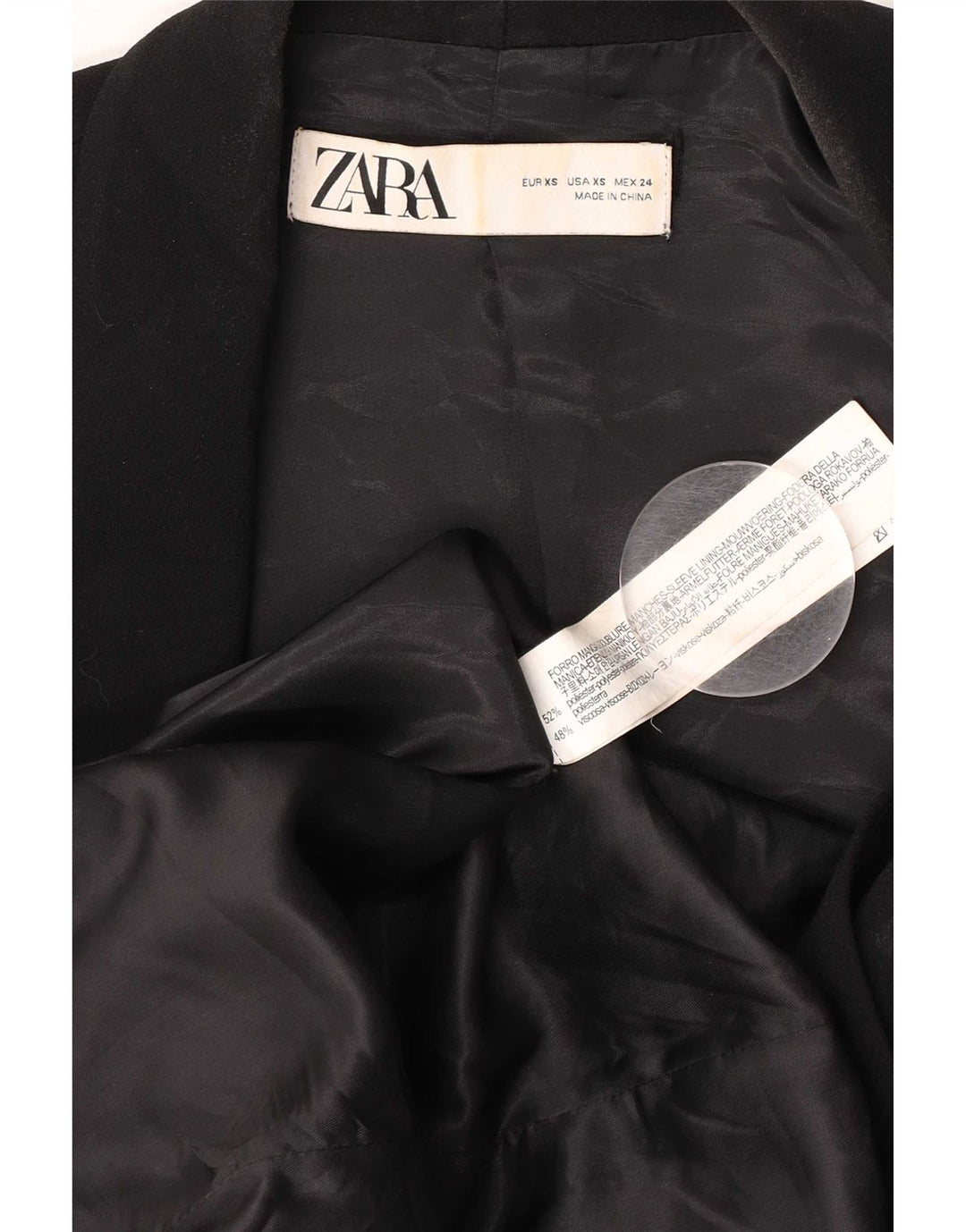 Женский пиджак оверсайз Zara UK 6 XS, черный полиэстер