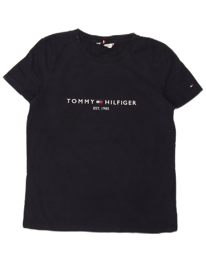 TOMMY HILFIGER Женская футболка с рисунком Top UK 12 Medium Navy Blue Хлопок