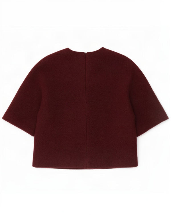 Женская блузка свободного кроя Zara, топ UK 6 XS, бордовая шерсть