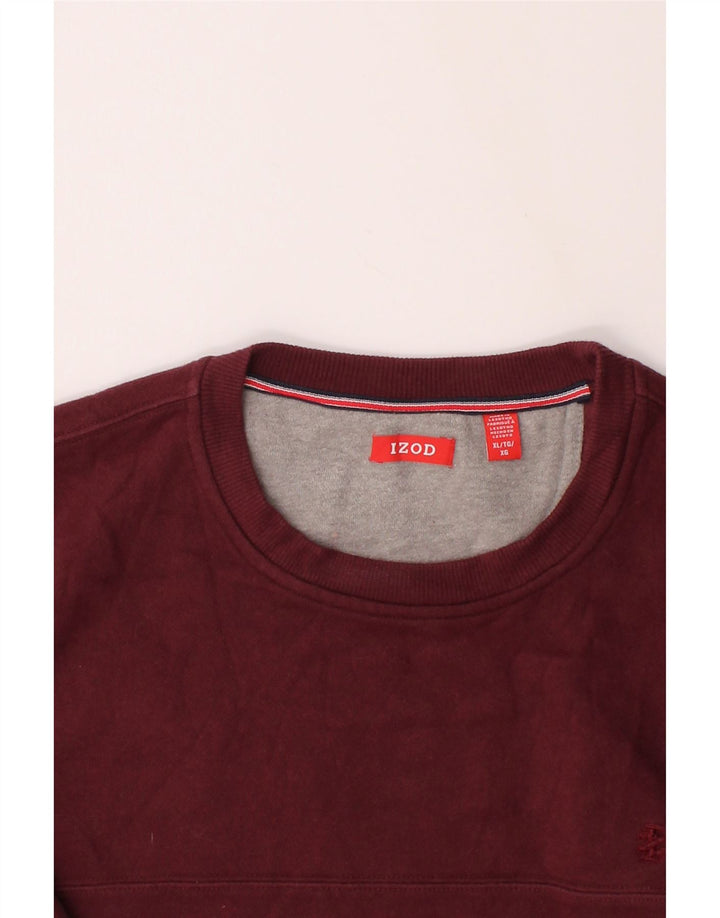 IZOD Mens Sweatshirt Jumper XL Burgundy Cotton Vintage Izod and Second-Hand Izod from Messina Hembry 