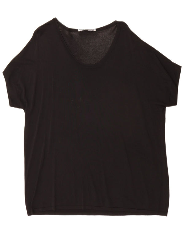 Zara Womens Oversized T-Shirt Top UK 16 Large Black