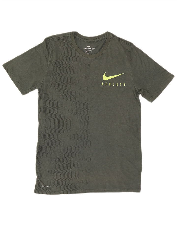 Мужская футболка NIKE Dri Fit, маленький полиэстер цвета хаки в полоску