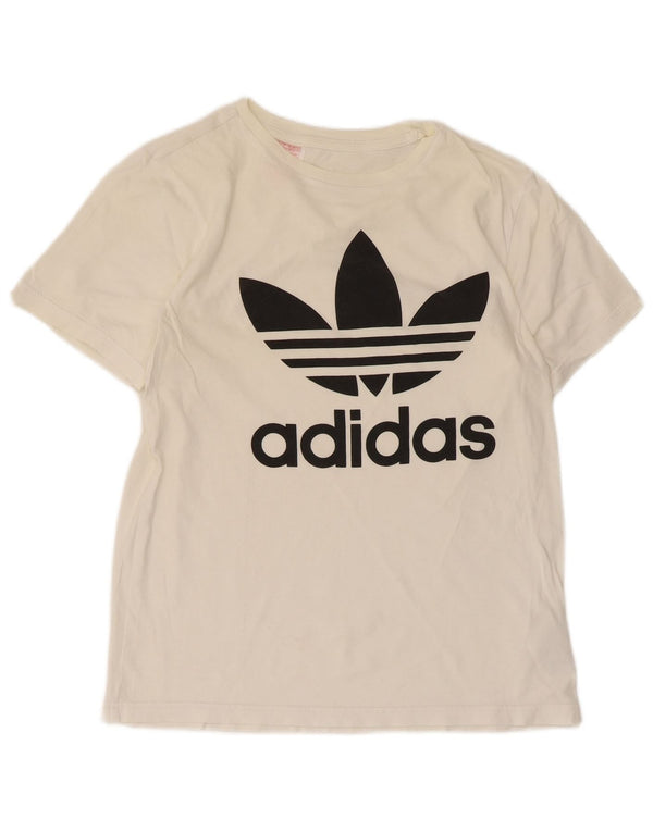 Футболка Adidas с рисунком для мальчиков, топ 13-14 лет, белый хлопок