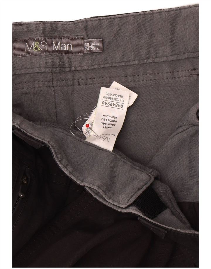 Мужские прямые брюки карго Marks & Spencer W34 L29 черные из полиамида