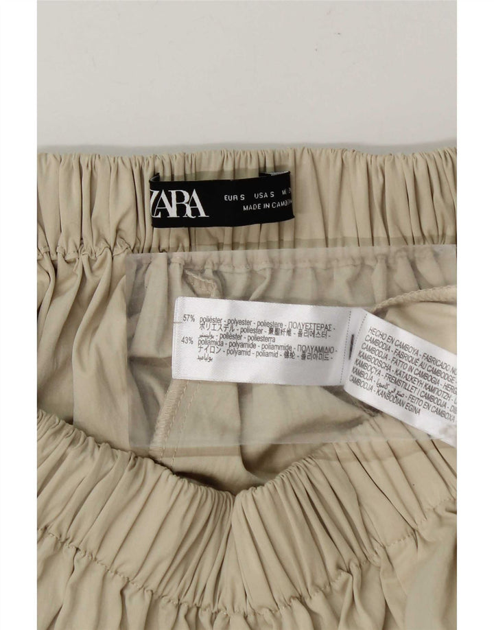 Женская расклешенная юбка Zara, маленькая W26, бежевый полиэстер