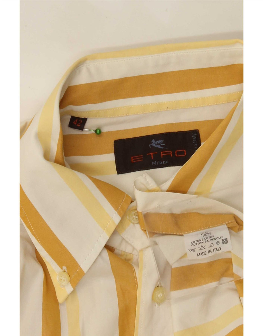 Мужская рубашка Etro, размер 42, хлопковая большая желтая полоска