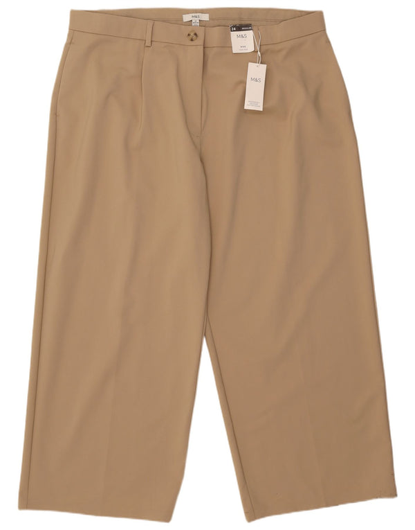 Женские брюки-чиносы Marks & Spencer с высокой талией, Великобритания 24 4XL W44 L28 Бежевые