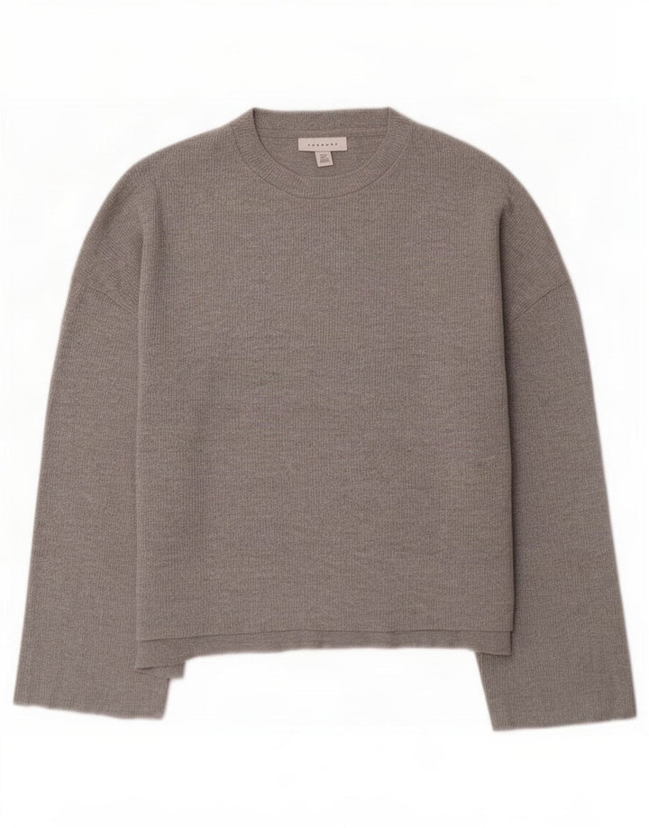 Topshop Женский топ оверсайз с рукавом 3/4 UK 10, маленький серый
