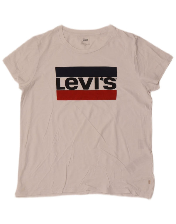 Женская футболка с рисунком Levi's Top UK 14, большой размер, белый хлопок