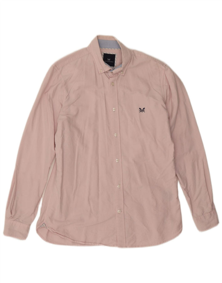 Crew Clothing Мужская приталенная рубашка из хлопка среднего розового цвета
