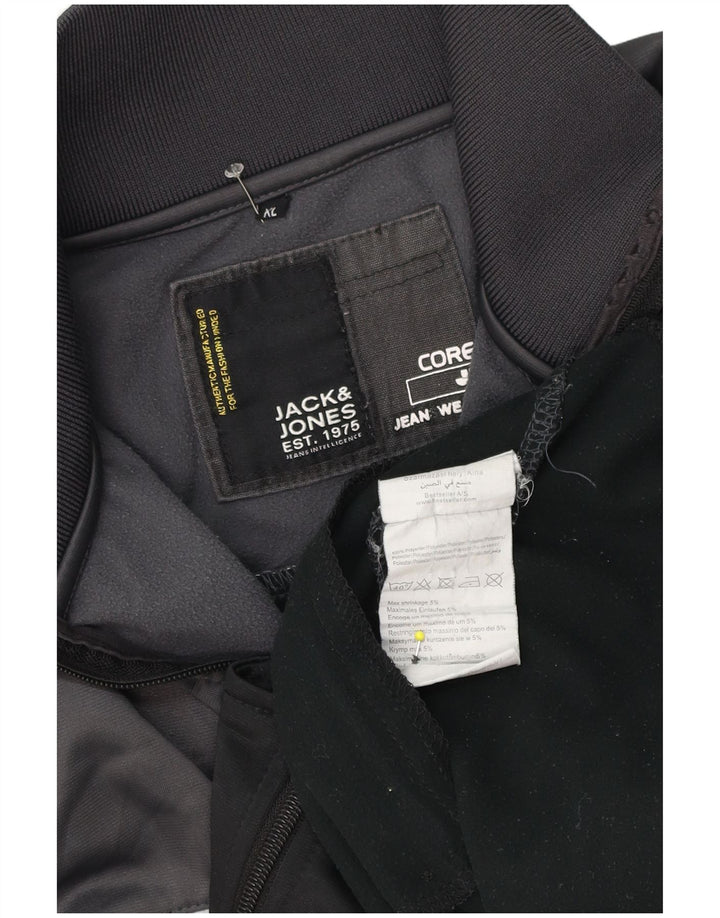 Мужская спортивная куртка с графическим рисунком Jack & Jones XL, черная с цветными блоками