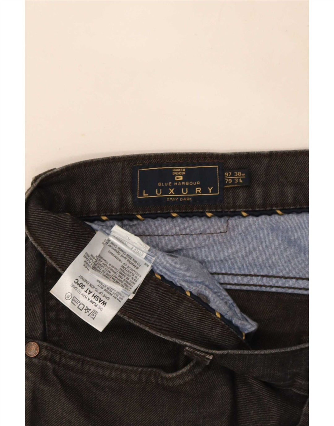 Мужские прямые джинсы Marks & Spencer Blue Harbour W38 L31, черный хлопок