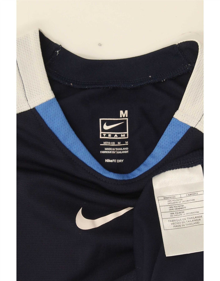 Топ с графическим рисунком Nike для мальчиков 10–11 лет, средний темно-синий с цветными блоками