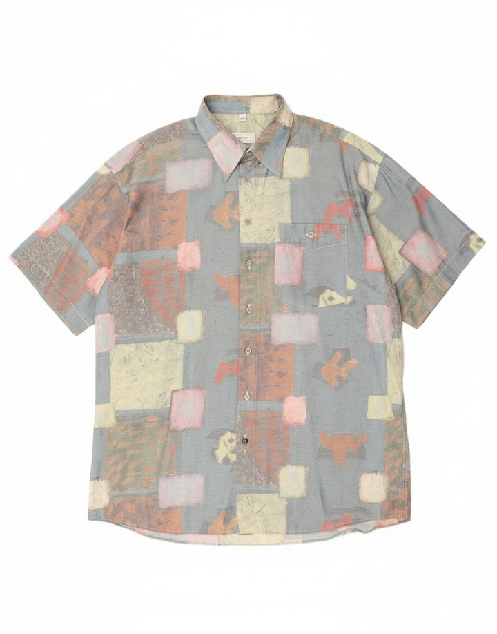 Мужская рубашка Canda с коротким рукавом, размер 41/42, 16 1/2, большая синяя пэчворк