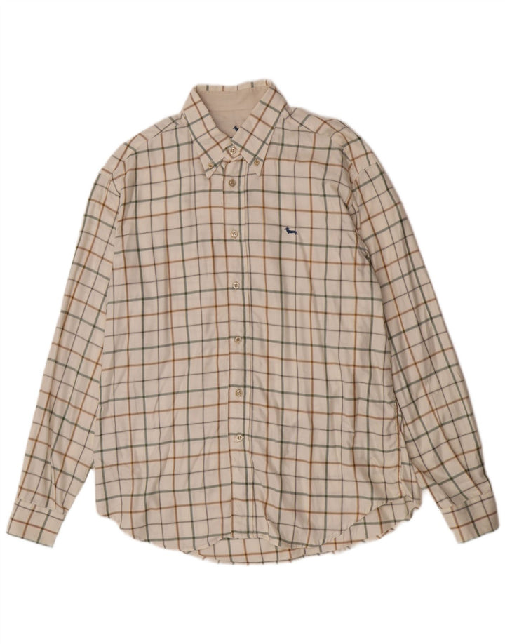 Мужская рубашка Harmont & Blaine 2XL Off White Check Cotton